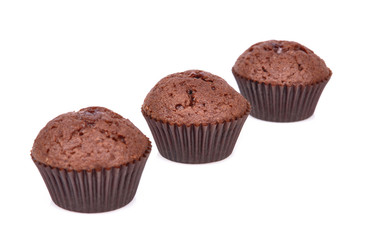 Chocolate muffin isolated on white background