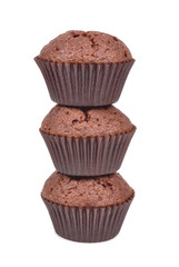 Chocolate muffin isolated on white background