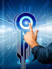 finger, touching a virtual interface