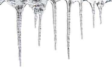 icicles. Isolated with clipping path - obrazy, fototapety, plakaty