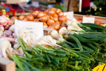 Fresh vegetables on a market stall