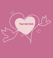 Pink love card with doves