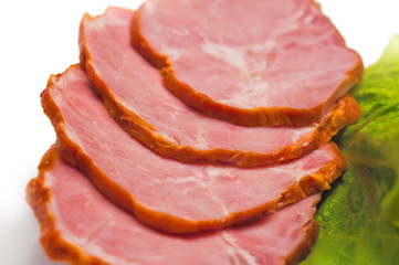 Delicious slices of ham and lettuce