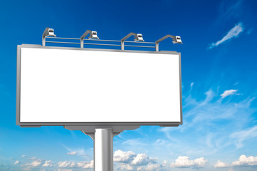 Empty advertisement hoarding at sky background