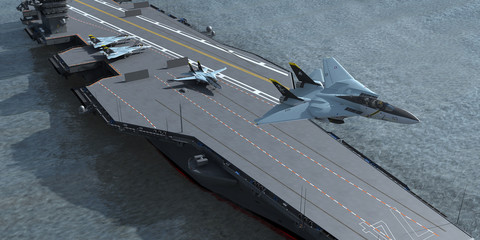 flugzeugträger und kampfjet in der luft © Mathias Weil