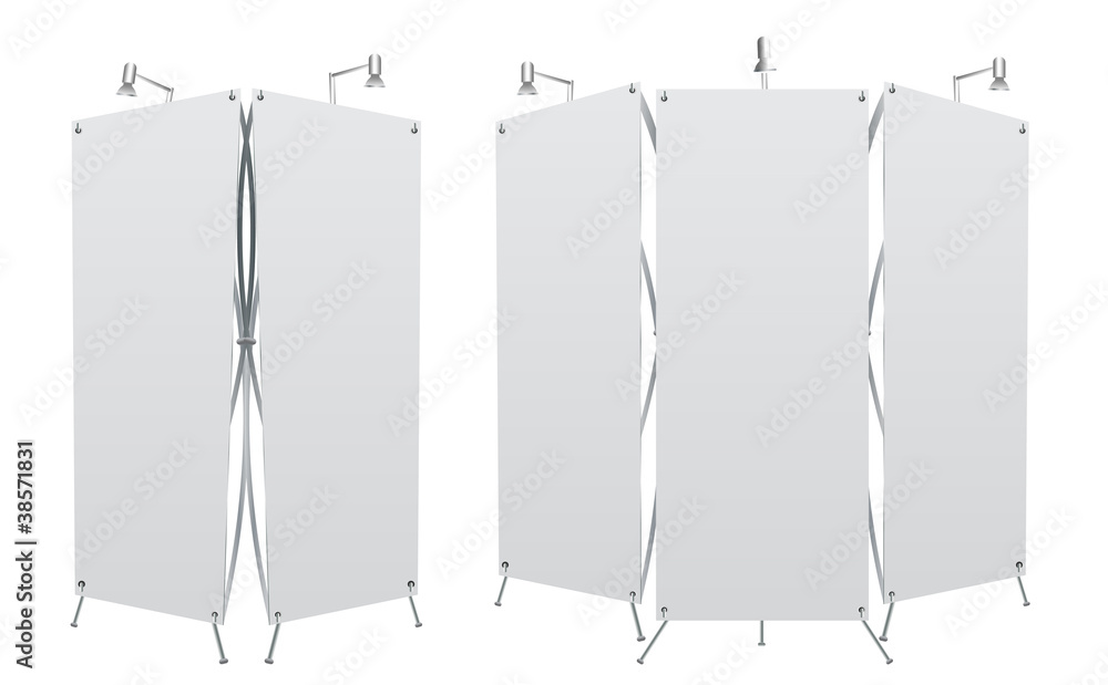 Poster blank roll up banner display (3 view) template for design work