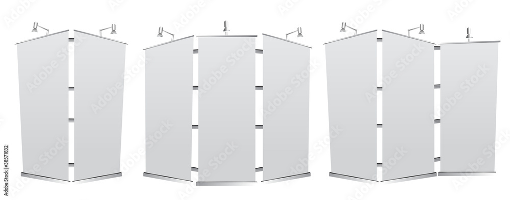 Poster blank roll up banner display (3 view) template for design work