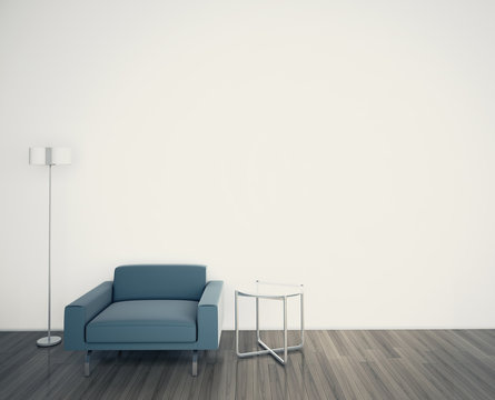 Minimal modern comfortable interior armchair, 3d image.