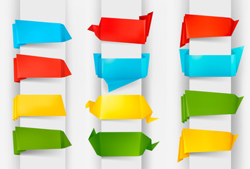 Huge set of colorful origami paper banners.