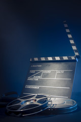 movie clapper and film reels