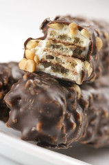 Chocolate waffles close-up