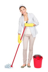 Cleaning woman washing floor mop - 38574265