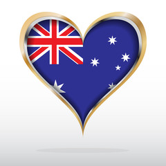 Vector illustration of Australian flag in golden heart