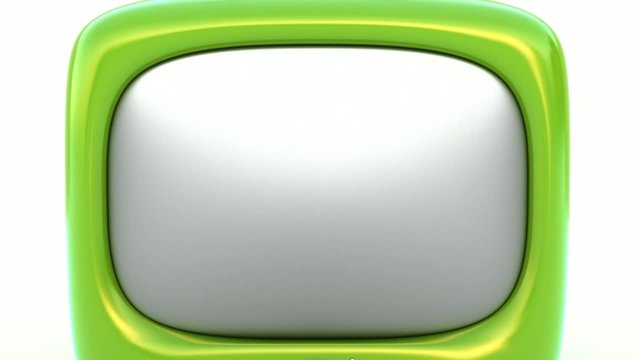 Green retro TV Set. Isolated on white background