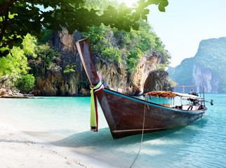 long boat at island in Thailand