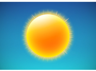 shiny sun in the blue sky