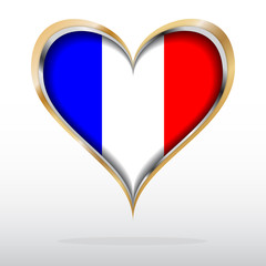 Vector illustration of France flag in golden heart
