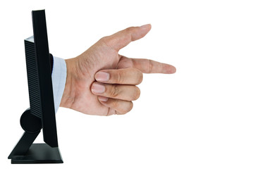 Finger coming through LCD screen