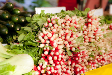 Fresh vegetables on a market stall