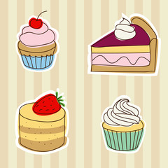 Set of cute desserts