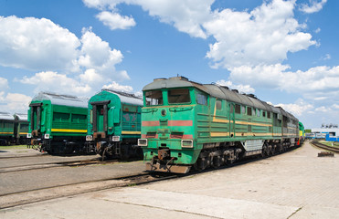 Locomotives in the depot