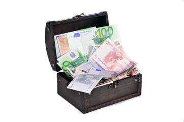 Geld Euro Scheine Schatztruhe