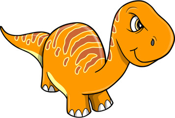 Angry Mad Orange Dinosaur Vector Illustration