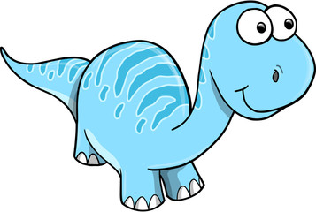 Silly Happy Blue Dinosaur Vector Illustration
