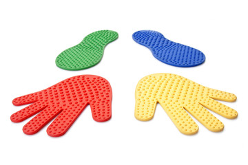 massage rubber footprint on white background