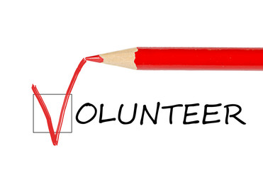 Volunteer message and red pencil - 38581804