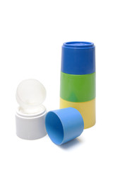 plastic pyramid on white background