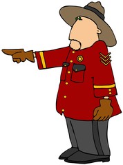 Police Officer In Red Coat And Hat