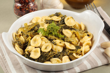 Orecchiette pasta with turnip tops