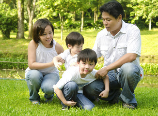 Naklejka na ściany i meble Happy Asian family