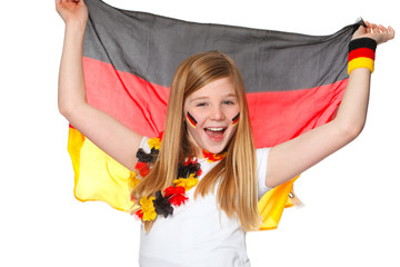 girl cheers for the german soccer team