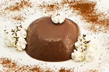 Chocolate pudding with whipped cream