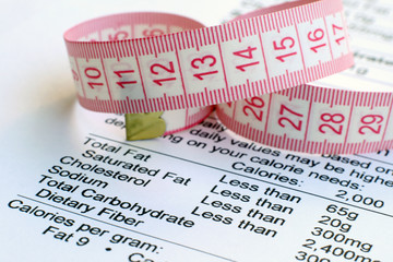 Nutrition facts and measure tape