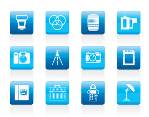 Photography equipment icons - vector icon set