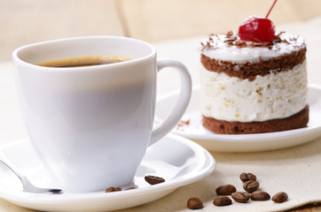 Cake and coffee cup