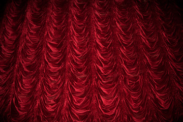 Theatrical curtain of red fabric