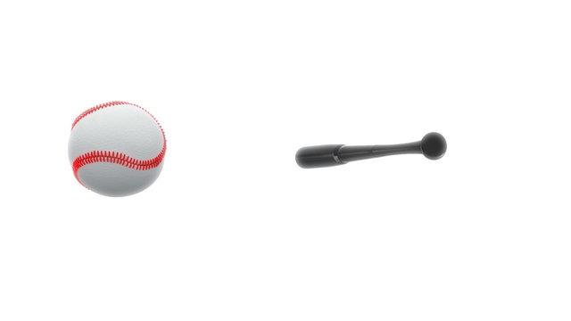 Baseball bat hits ball, slow motion