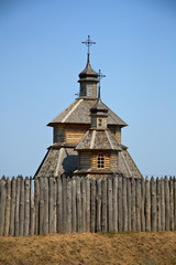 Fototapeta premium wooden church in Zaporizhian Sich, Ukraine