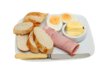 Bread egg and ham