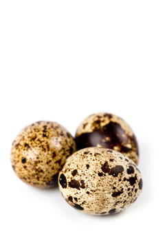 three quail eggs