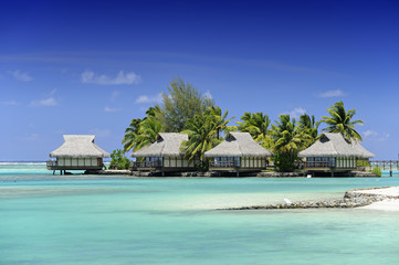 Overwater bungalows in Moorea, French Polynesia