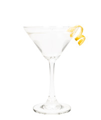 isolated martini with a lemon twist