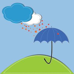 Fototapeta premium vector illustration of heart and umbrella against a blue sky and