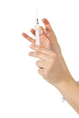 Syringe - medical needle isolated on white