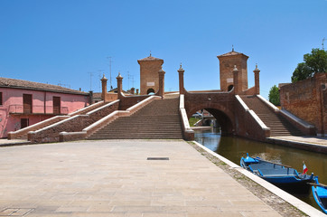 Trepponti bridge. Comacchio. Emilia-Romagna. Italy.