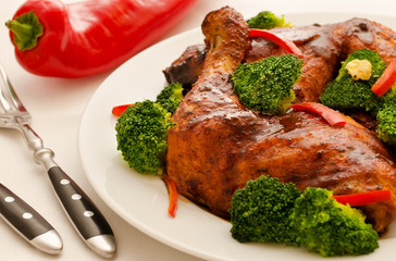 Chicken legs with broccoli